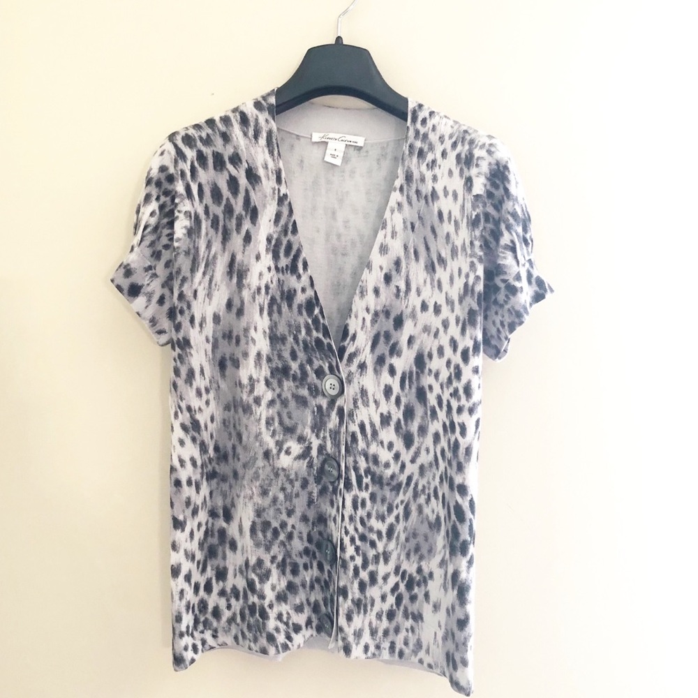 Kenneth Cole leopard short sleeve cardigan